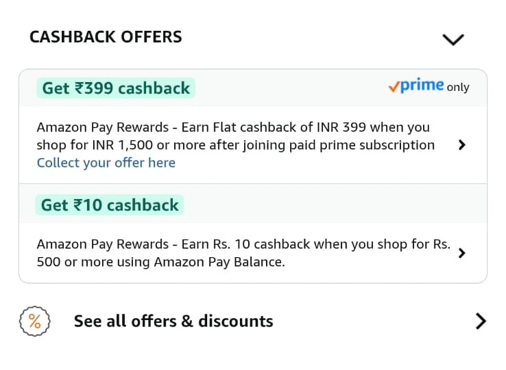 Amazon Offer Sheet showing Prime Only and 1500 min purchase requirement on 899 product